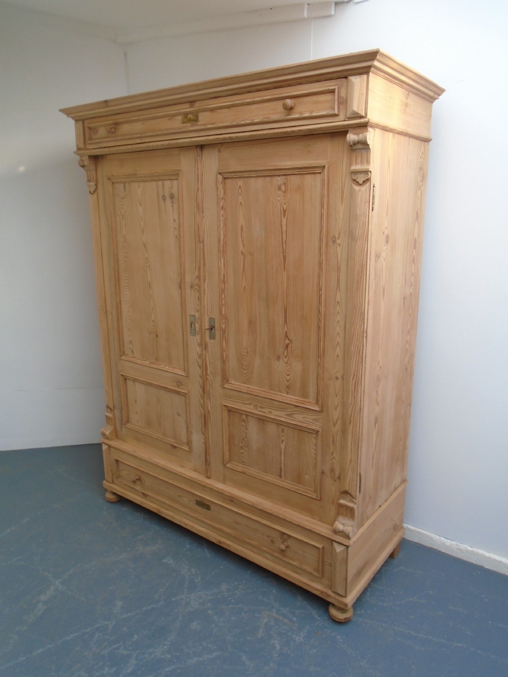A Huge Victorian Antique/Old Pine Rare 2 Door Knockdown Wardrobe to Wax/Paint