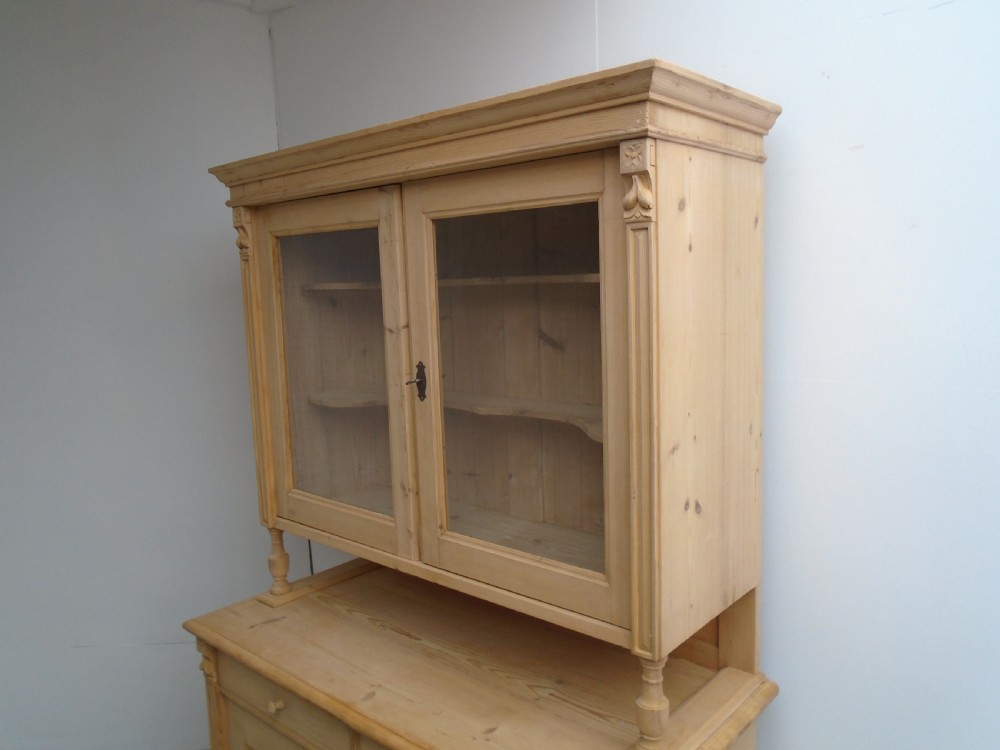 A Mint Clean Victorian Antique / Old Pine 2 Door Kitchen Dresser to Wax / Paint View II