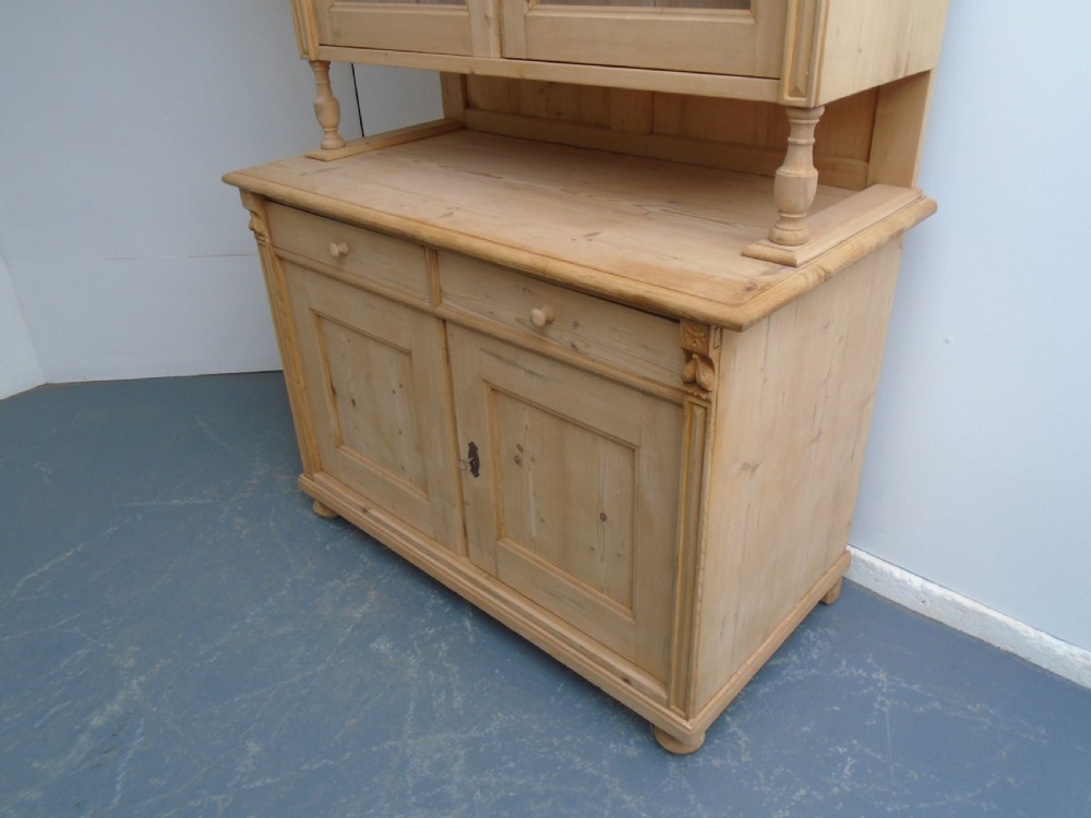 A Mint Clean Victorian Antique / Old Pine 2 Door Kitchen Dresser to Wax / Paint View III