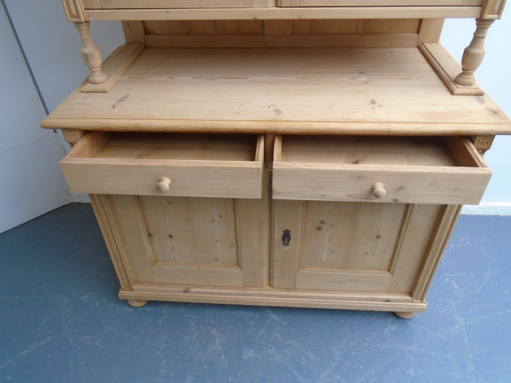 A Mint Clean Victorian Antique / Old Pine 2 Door Kitchen Dresser to Wax / Paint View VII
