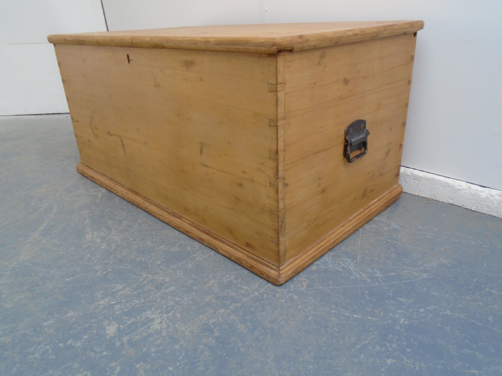 A Large Antique / Old Pine Waxed Victorian Coffer Box / TV Stand View III