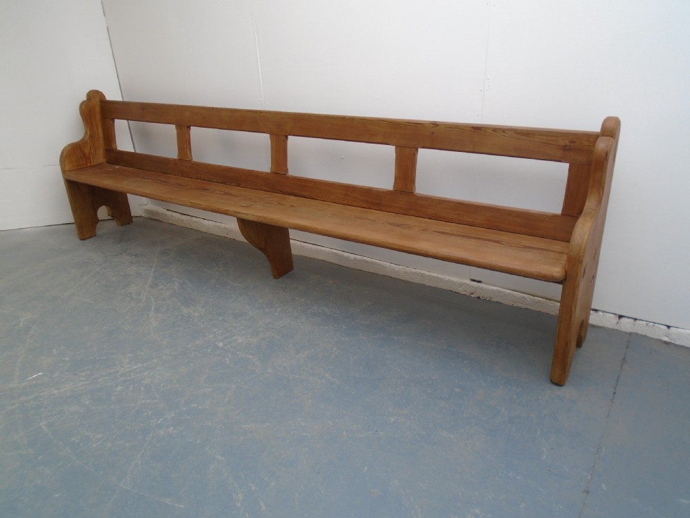 A Lovely Railway Station Antique / Old Pine Waxed 6 Seater Hall Bench