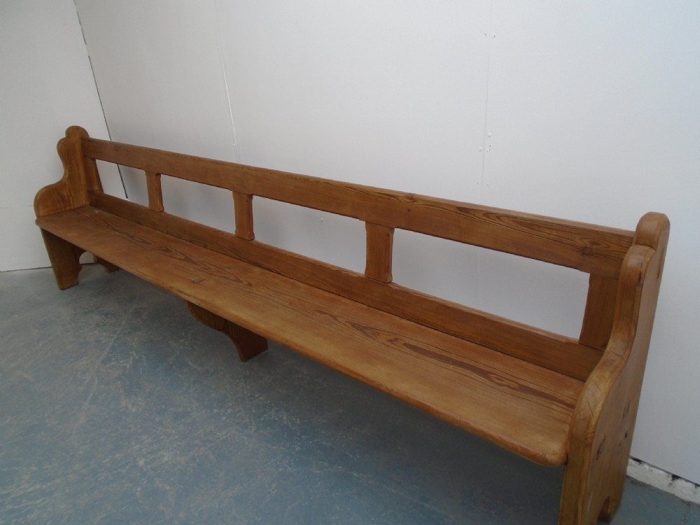 A Lovely Railway Station Antique / Old Pine Waxed 6 Seater Hall Bench View II