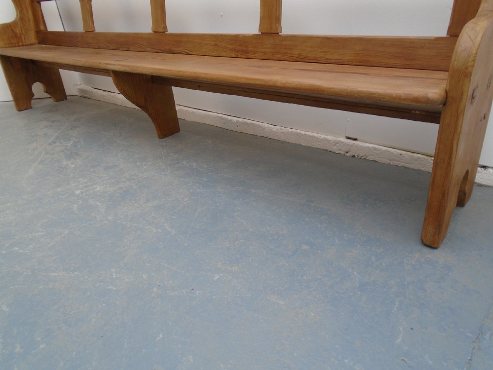 A Lovely Railway Station Antique / Old Pine Waxed 6 Seater Hall Bench View III