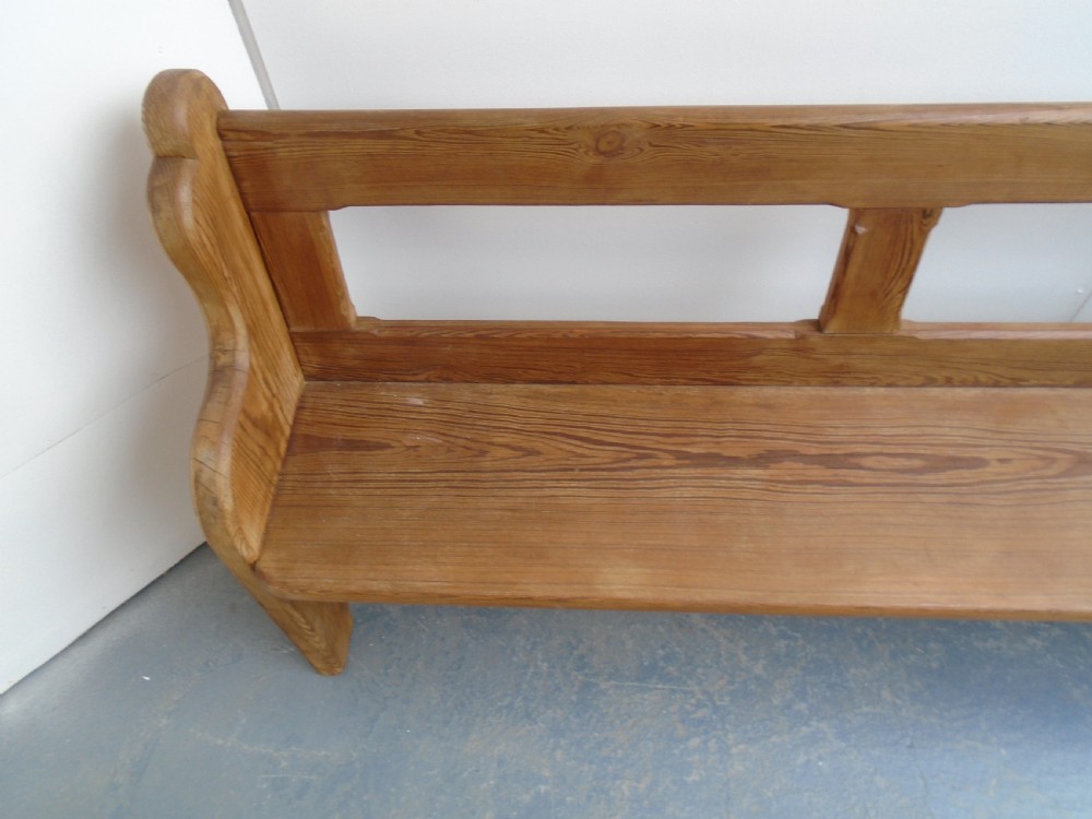 A Lovely Railway Station Antique / Old Pine Waxed 6 Seater Hall Bench View VI