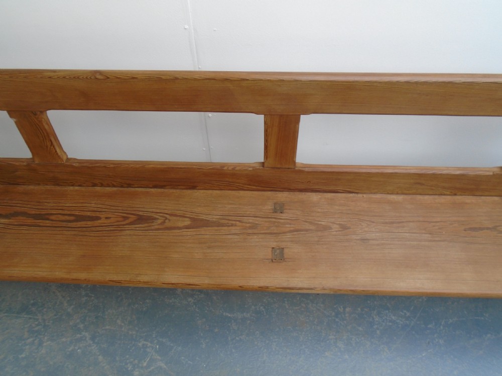 A Lovely Railway Station Antique / Old Pine Waxed 6 Seater Hall Bench View VII