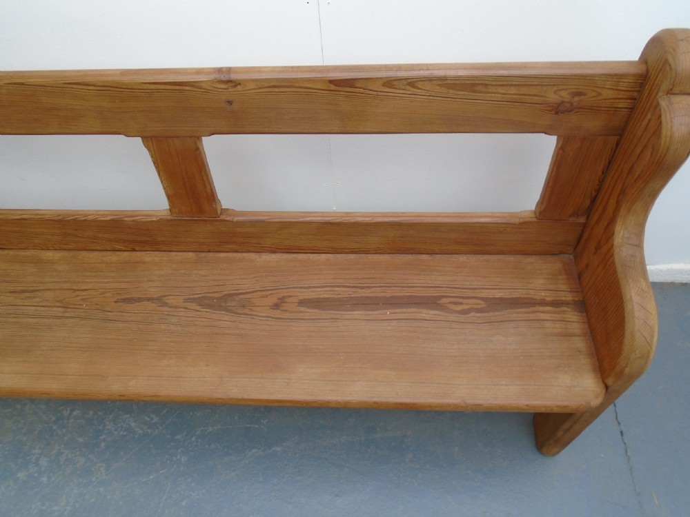 A Lovely Railway Station Antique / Old Pine Waxed 6 Seater Hall Bench View VIII