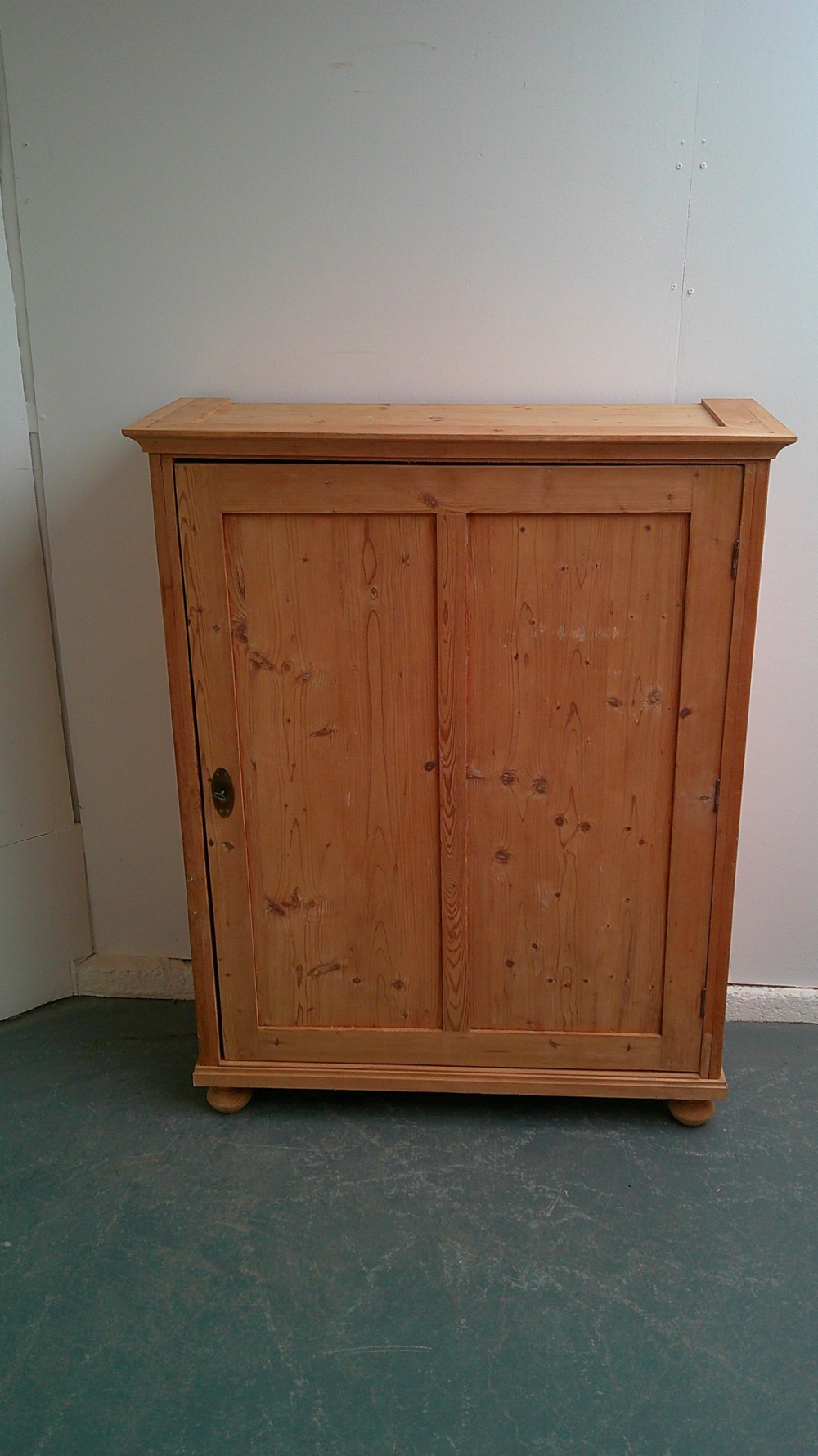 A Wide Victorian Antique/Old Pine 1 Door Storage Cupboard to Wax/Paint View II