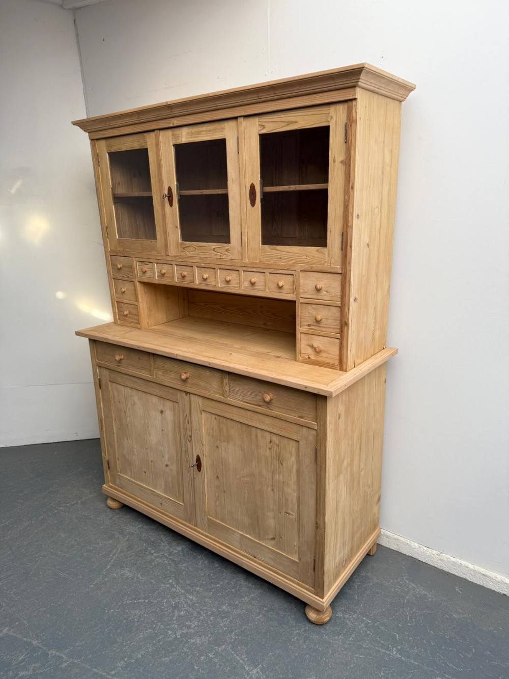 An Amazing Antique / Old Pine 13 Spice Drawer Kitchen Dresser to Wax / Paint