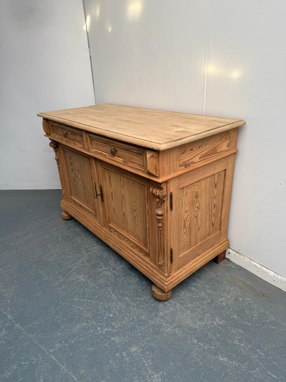 A Quality Victorian Pine 2 Door Kitchen Dresser Base /TV Stand to Wax/Paint