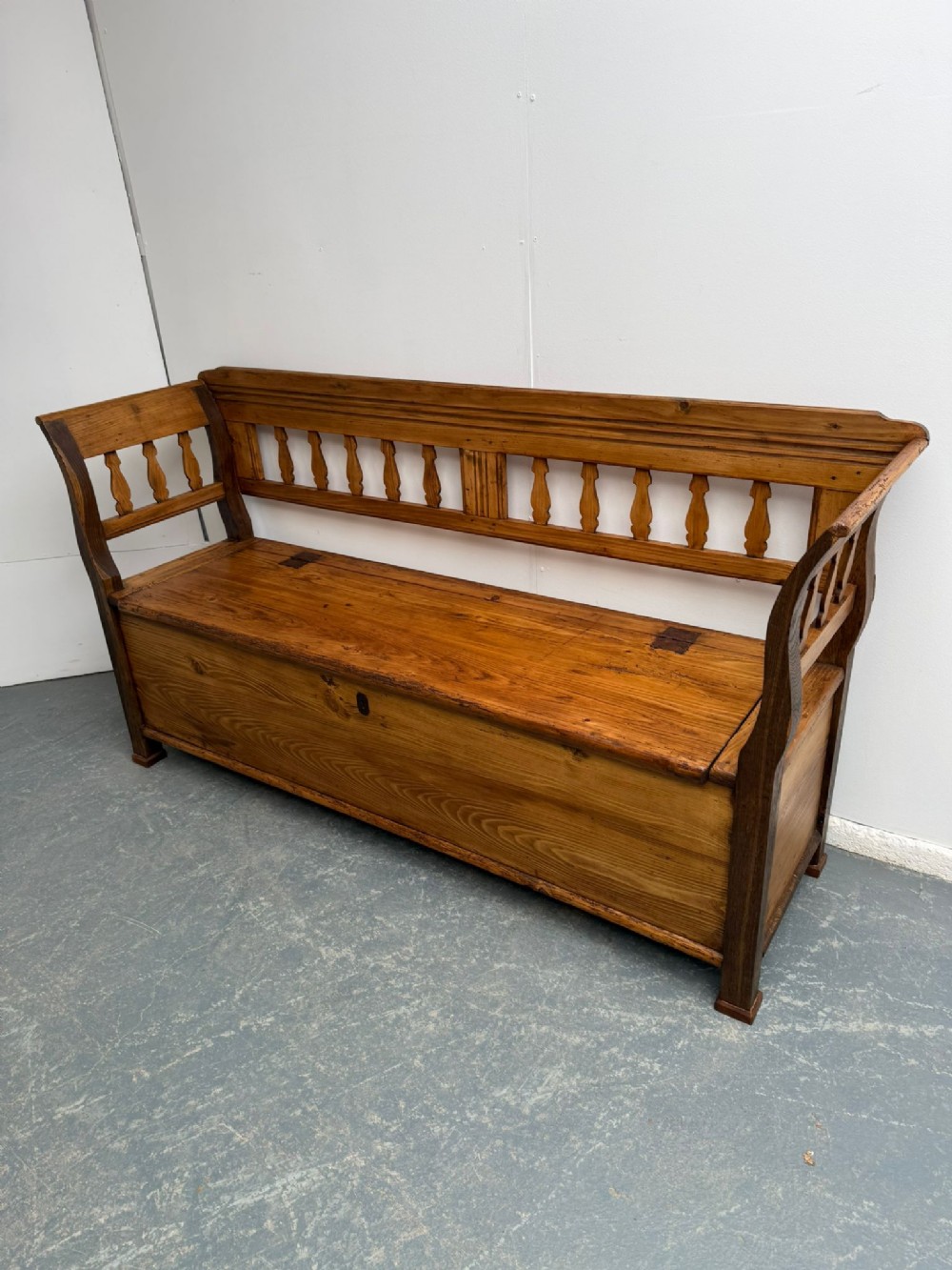 A Quality Waxed Georgian Original Hungarian Antique / Old Pine 2/3 Seater Bench