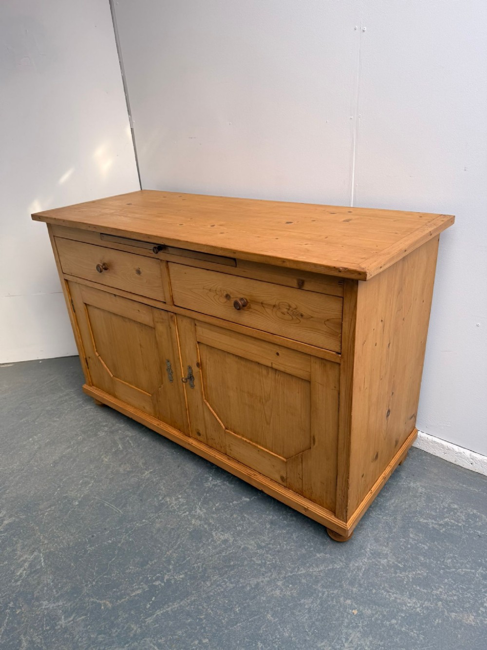 A Massive 5 foot Antique Pine Hungarian Victorian 2 Door 2 Drawer Dresser Base