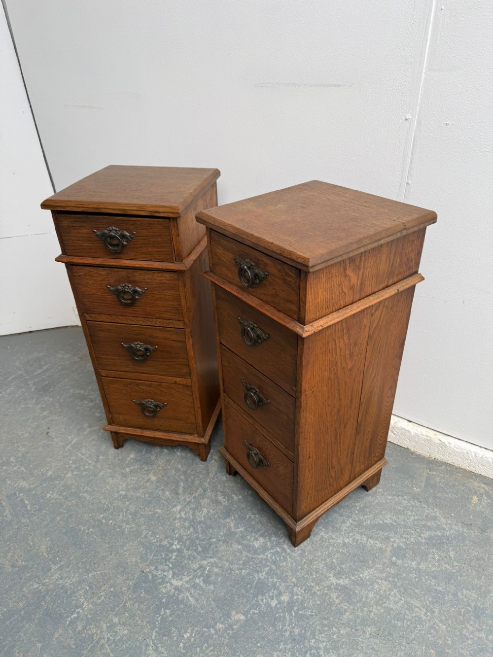 A Fantastic Pair of Arts & Crafts Golden Oak Waxed Bedside Cabinets