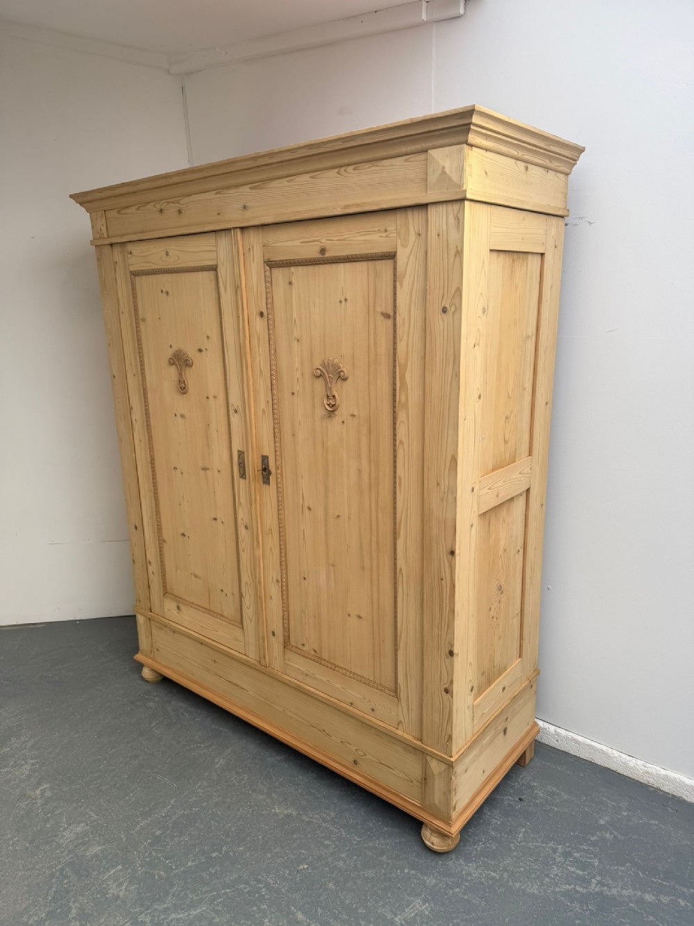 A Quality Large Antique Victorian Pine Panelled Knockdown Wardrobe to Paint /Wax