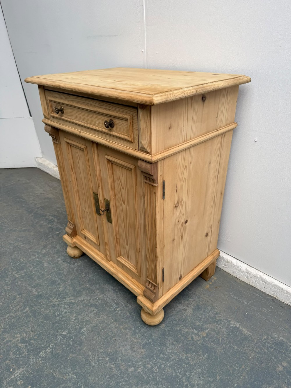 A Mint Clean Cute Small Antique / Old Pine Victorian Hall Cupboard to Wax/Paint
