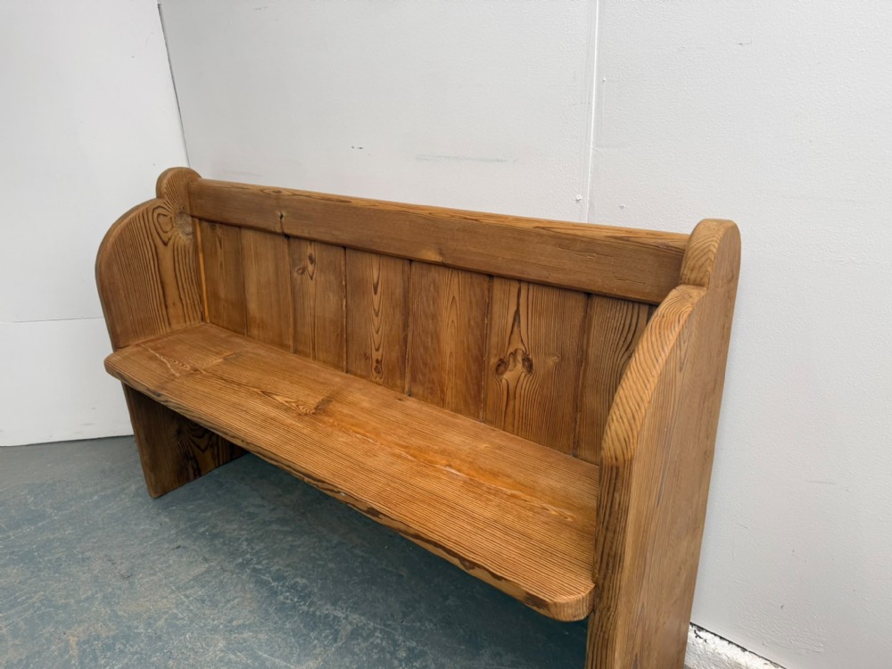 An Original Antique / Old Pine 2 Seater Waxed Victorian Church Pew