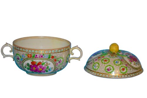 19TH CENTURY MARCOLINI MEISSEN TWO HANDLED BOWL COVER - ADDITIONAL PHOTO 2