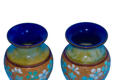 ATTRACTIVE PAIR OF DOULTON LAMBETH VASES 18851902 SLATER - ADDITIONAL PHOTO 2