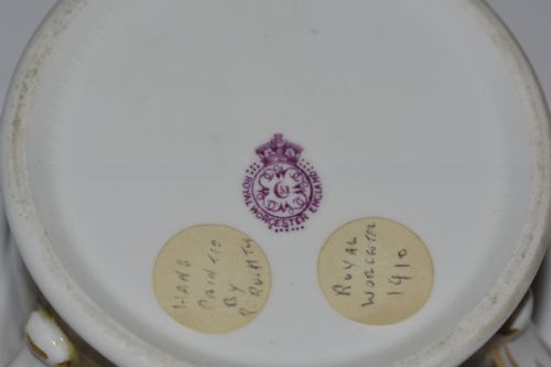 1910 ROYAL WORCESTER PORCELAIN TYG SIGNED R RUSHTON - ADDITIONAL PHOTO 4