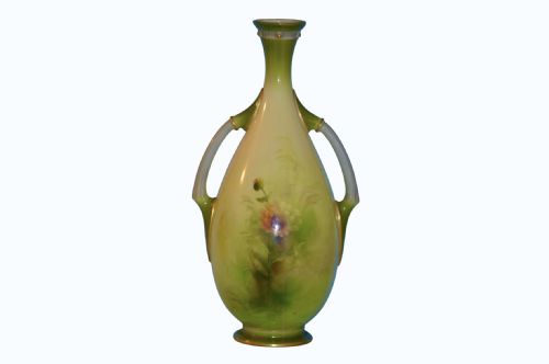 STUNNING 1906 ROYAL WORCESTER TWO HANDLED PORCELAIN VASE BY GEORGE COLE - ADDITIONAL PHOTO 2