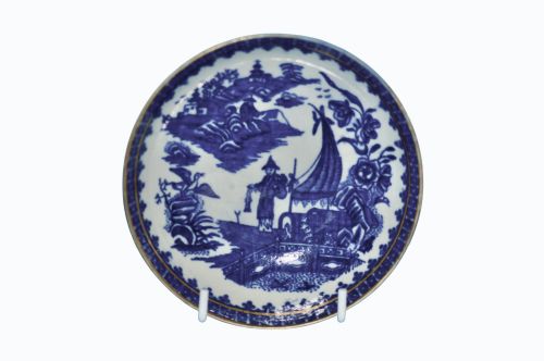 CAUGHLEY PORCELAIN BLUE WHITE GILT TRIO C1790 - ADDITIONAL PHOTO 1