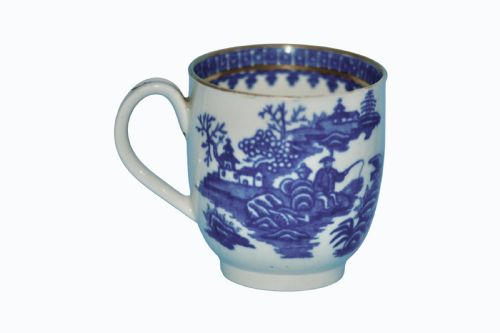 CAUGHLEY PORCELAIN BLUE WHITE GILT TRIO C1790 - ADDITIONAL PHOTO 2