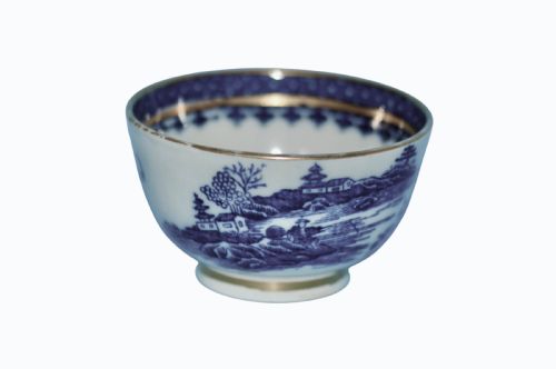 CAUGHLEY PORCELAIN BLUE WHITE GILT TRIO C1790 - ADDITIONAL PHOTO 5