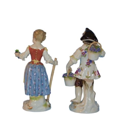 19TH CENTURY MEISSEN PORCELAIN FIGURES GRAPE HARVESTER AND COMPANION - ADDITIONAL PHOTO 1