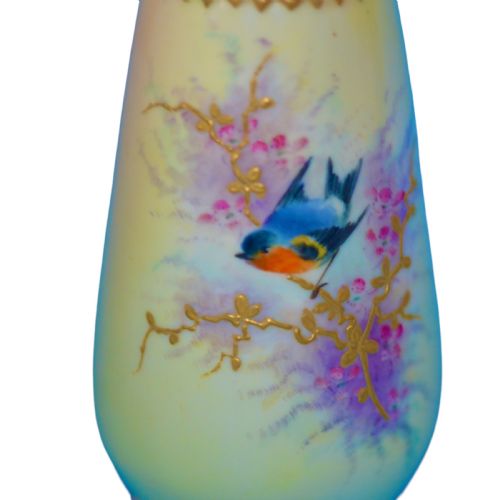 18981902 LOCKE CO WORCESTER VASE WITH BIRD AND FLORAL PAINTED DECORATION - ADDITIONAL PHOTO 4