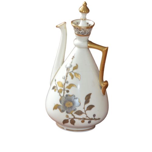 A ROYAL WORCESTER 'OLD IVORY' AESTHETIC MOVEMENT PORCELAIN EWER AND COVER DATED 1884 - ADDITIONAL PHOTO 3
