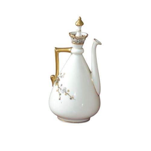 A ROYAL WORCESTER 'OLD IVORY' AESTHETIC MOVEMENT PORCELAIN EWER AND COVER DATED 1884 - ADDITIONAL PHOTO 5