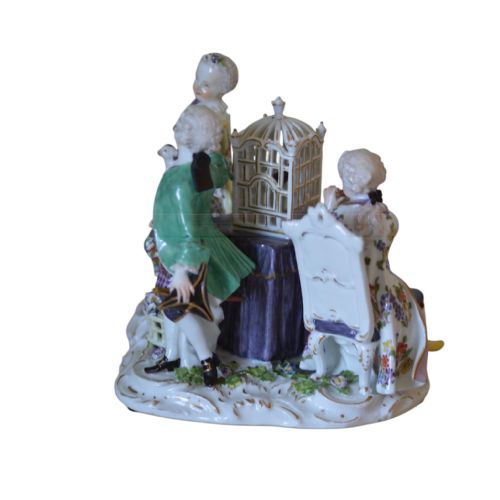 STUNNING MEISSEN 'LOVERS AND BIRDCAGE' PORCELAIN GROUP C1750'S - ADDITIONAL PHOTO 2