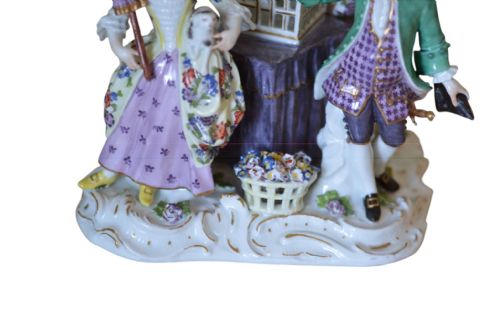 STUNNING MEISSEN 'LOVERS AND BIRDCAGE' PORCELAIN GROUP C1750'S - ADDITIONAL PHOTO 3