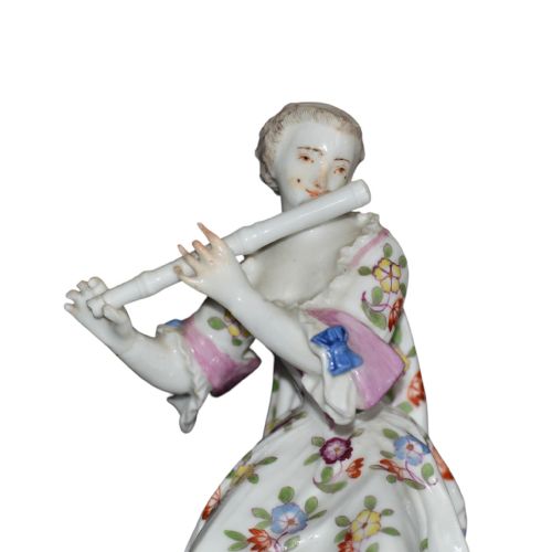 MEISSEN PORCELAIN FIGURE OF LADY FLUTIST MID 18TH CENTURY - ADDITIONAL PHOTO 6