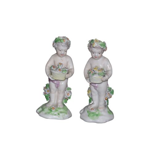 PAIR OF DERBY PORCELAIN PUTTI CHERUB FIGURINES C1780 - ADDITIONAL PHOTO 1
