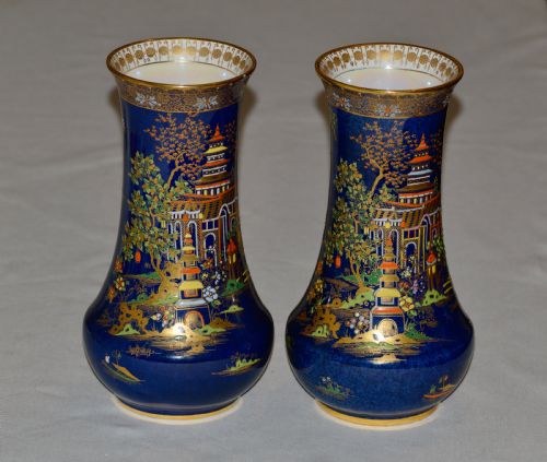 A Near-Pair of 1920's Carltonware Porcelain Vases