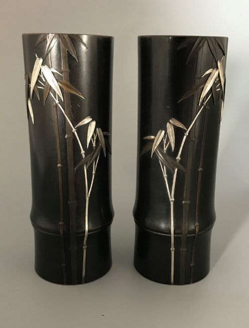 pair of on laid nogawa vases - CATEGORY: ANTIQUE METAL - DATED 1890