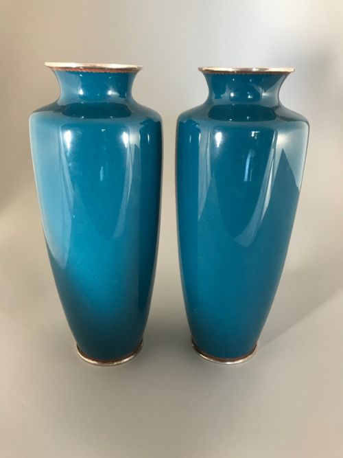 PAIR OF SILVER WIRE CLOISONNE VASES - ADDITIONAL PHOTO 5