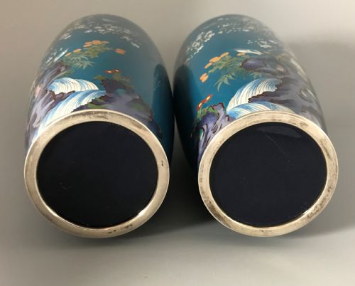 PAIR OF SILVER WIRE CLOISONNE VASES - ADDITIONAL PHOTO 9