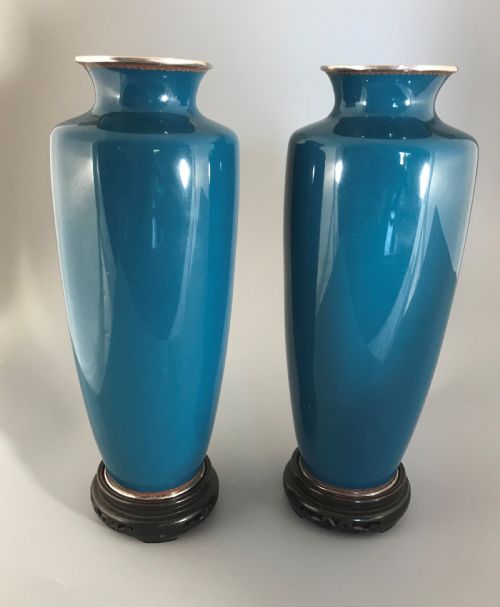 PAIR OF SILVER WIRE CLOISONNE VASES - ADDITIONAL PHOTO 12