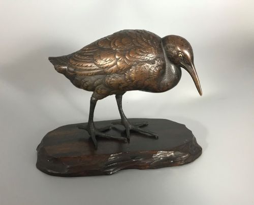 19thc japanese bronze of a bittern - CATEGORY: ANTIQUE METAL - DATED 1890