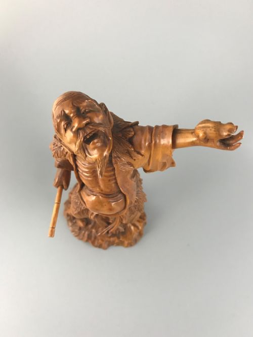 JAPANESE BOXWOOD OKIMONO OF GAMA SENNIN - ADDITIONAL PHOTO 9