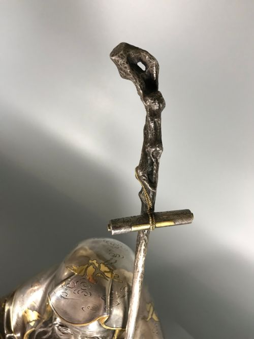 ANTIQUE JAPANESE SILVER FIGURE OF JUROJIN - ADDITIONAL PHOTO 6