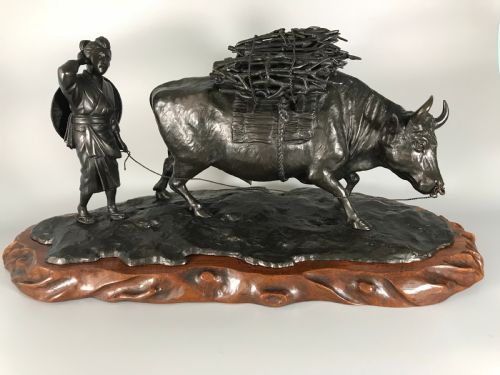 Large Antique Japanese Bronze Water Buffalo