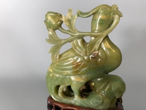 PAIR CHINESE NEPHRITEJADE PHOENIX BIRDS - ADDITIONAL PHOTO 8