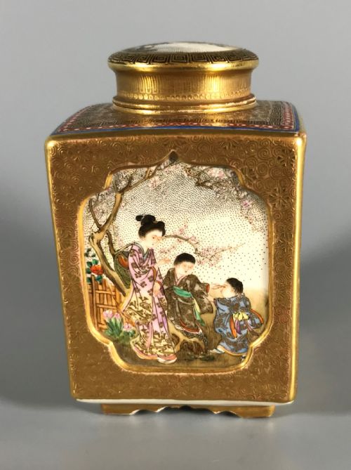ANTIQUE JAPANESE SATSUMA KINKOZAN CADDY - ADDITIONAL PHOTO 3