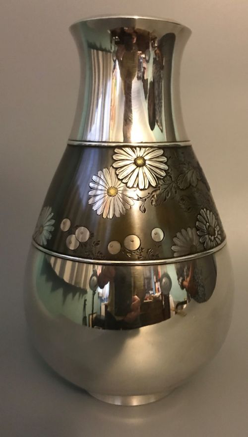 japanese silver mixed metal vase - CATEGORY: ANTIQUE METAL - DATED 1900