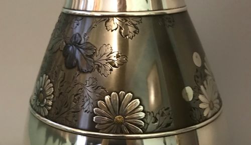 JAPANESE SILVER MIXED METAL VASE - ADDITIONAL PHOTO 2