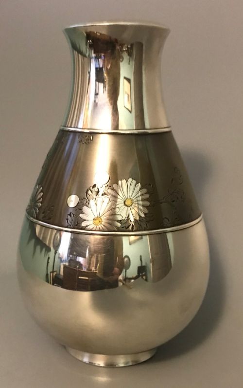 JAPANESE SILVER MIXED METAL VASE - ADDITIONAL PHOTO 4