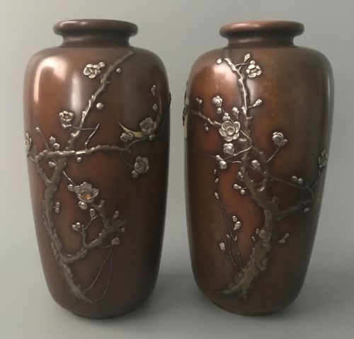 japanese bronze vases by nogawa - CATEGORY: ANTIQUE METAL - DATED 1890